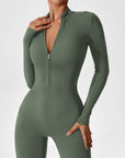 Long-Sleeve Zip-Front Seamless Sculpting Jumpsuit