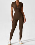 Long-Sleeve Zip-Front Seamless Sculpting Jumpsuit