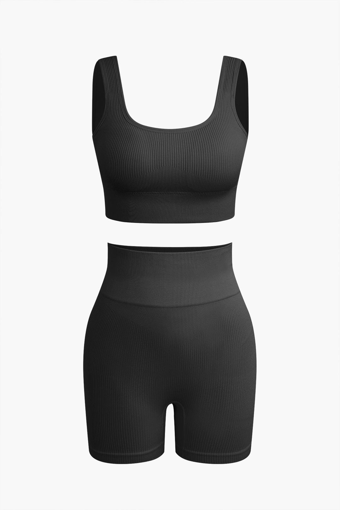 Seamless Sculpting Crop Top and High-Waist Shorts Set