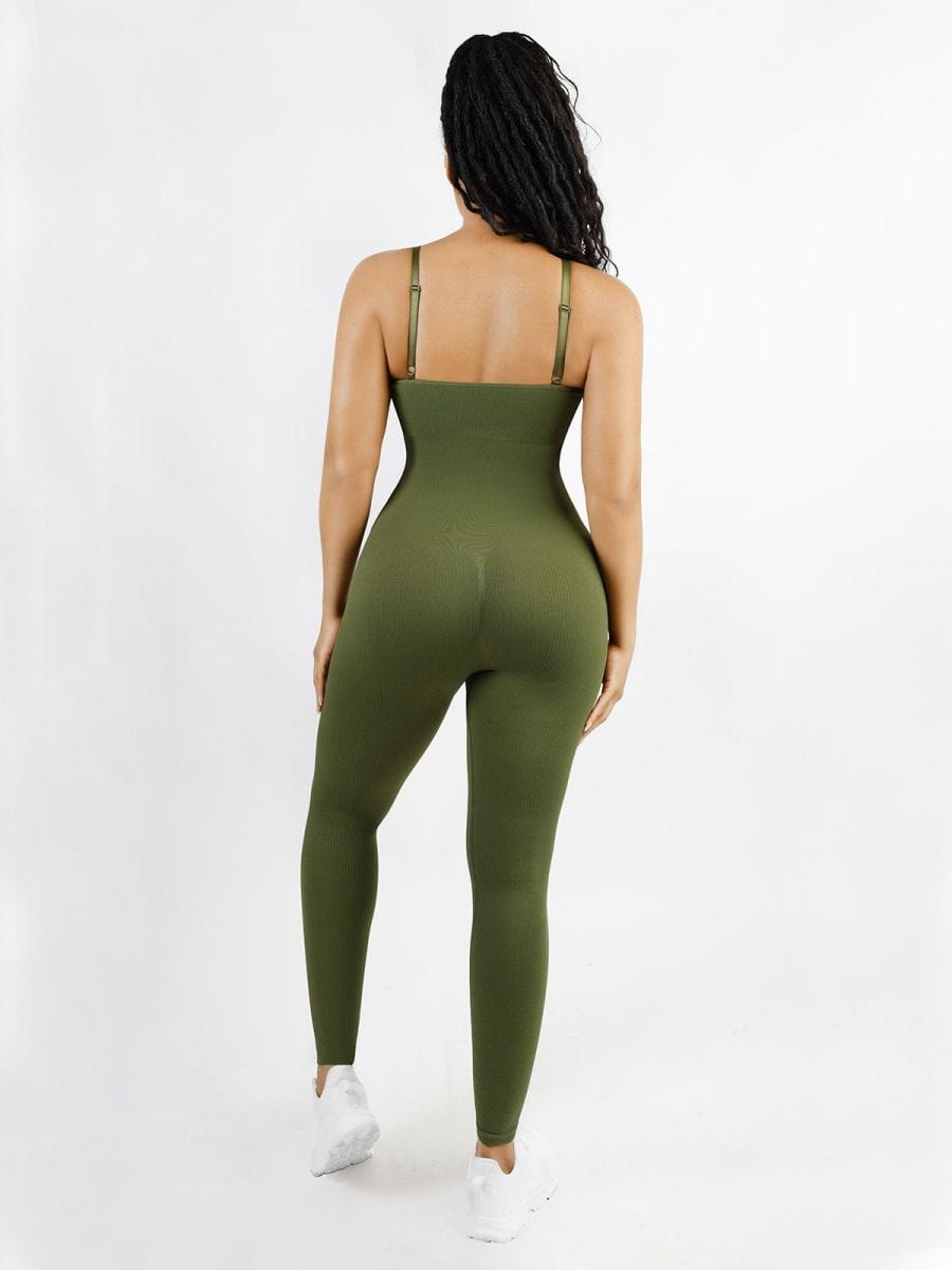 Seamless Sculpting Full-Length Jumpsuit with Adjustable Straps