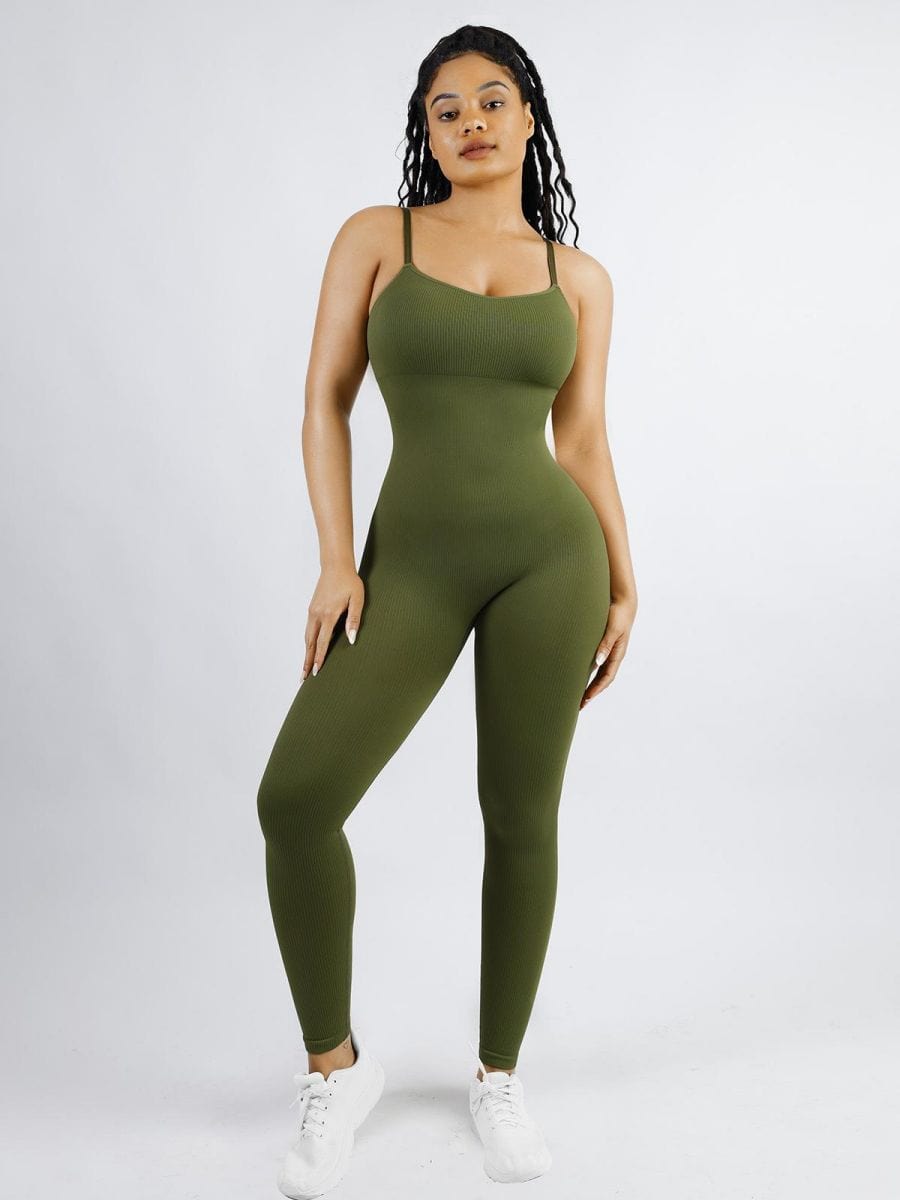Seamless Sculpting Full-Length Jumpsuit with Adjustable Straps