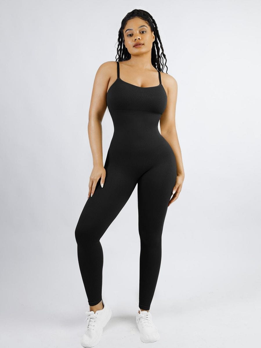 Seamless Sculpting Full-Length Jumpsuit with Adjustable Straps