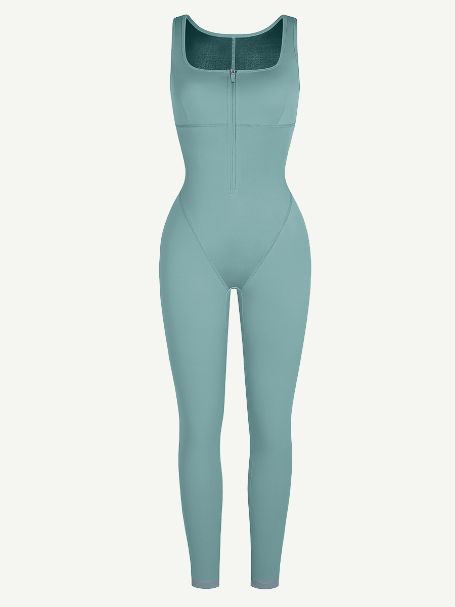 Seamless Sculpting Zip-Front Full-Length Jumpsuit