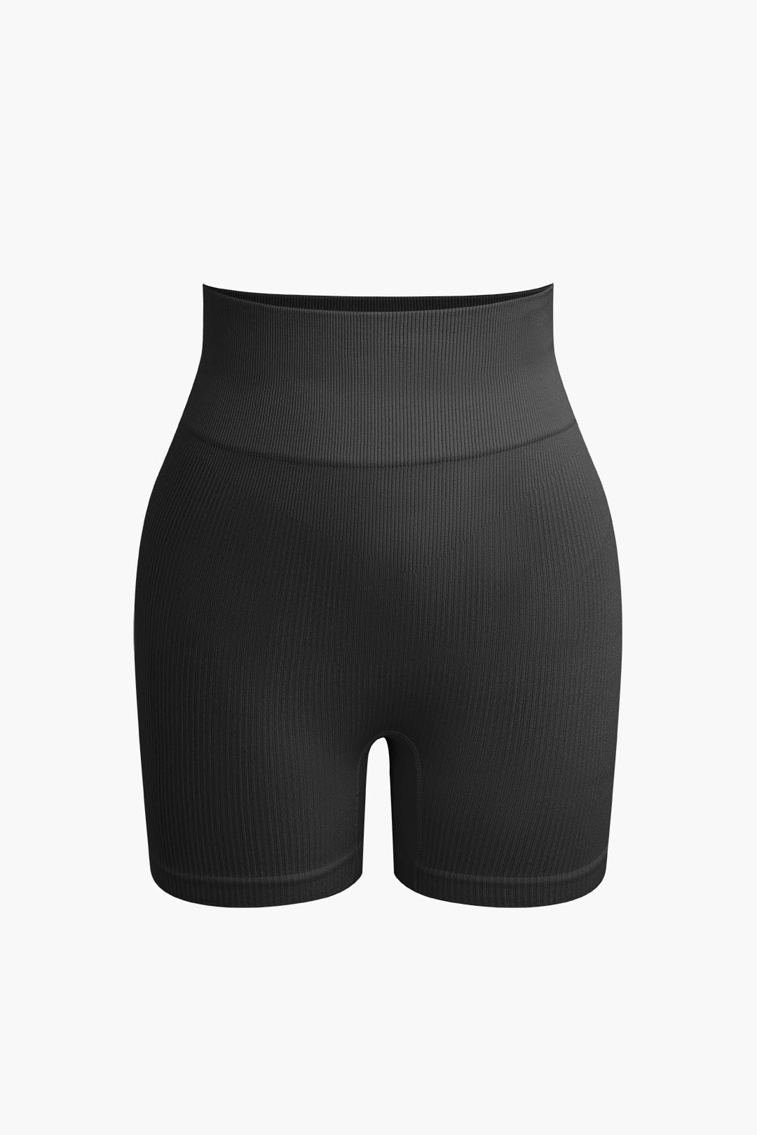 Seamless Sculpting Crop Top and High-Waist Shorts Set