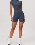 Short Sleeve Zip Sculpt Romper