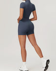 Short Sleeve Zip Sculpt Romper