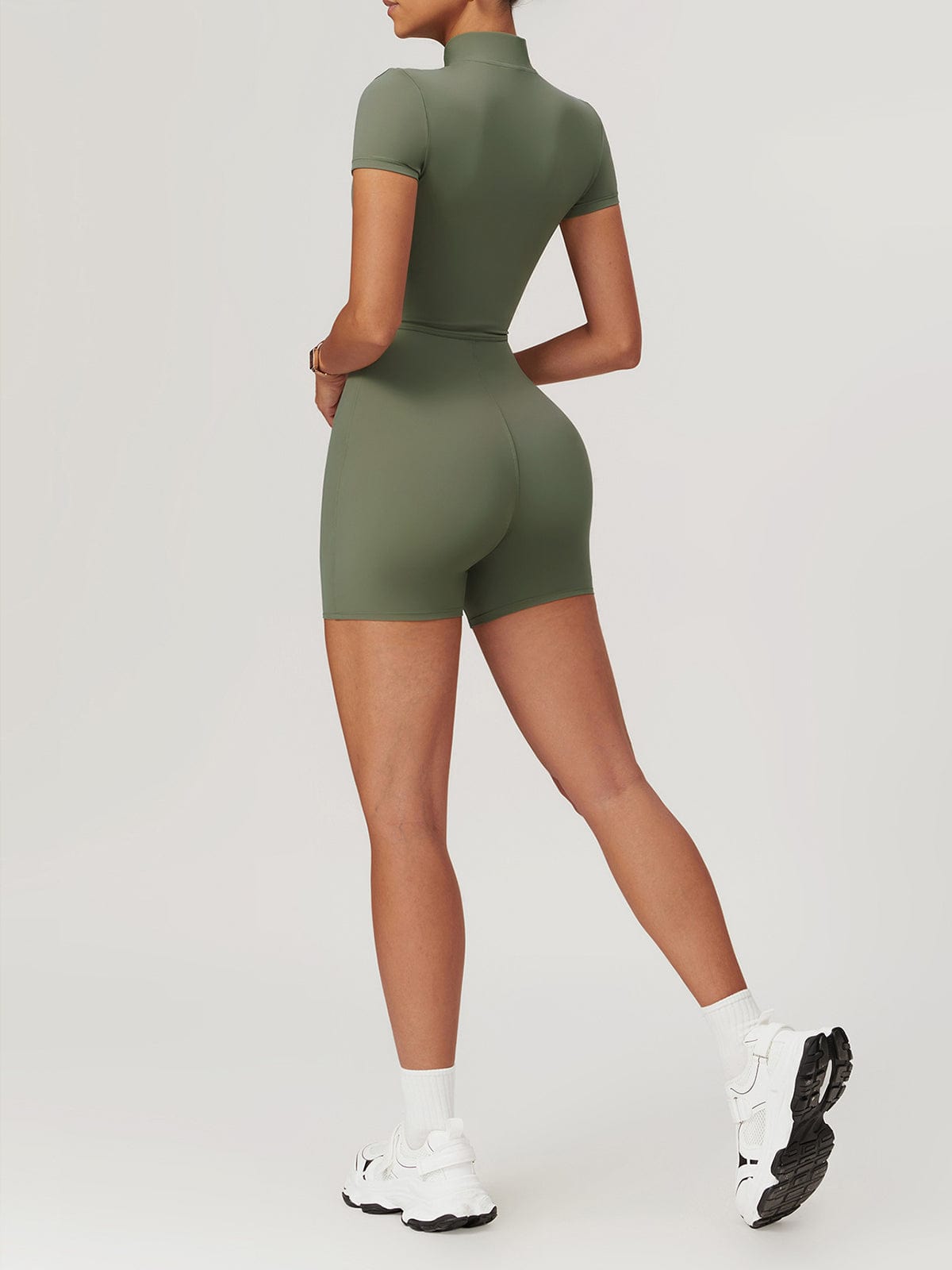 Short Sleeve Zip Sculpt Romper