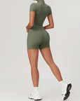 Short Sleeve Zip Sculpt Romper