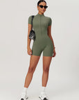 Short Sleeve Zip Sculpt Romper
