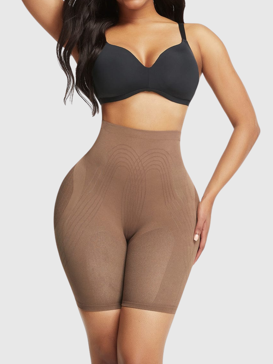 Mesh-Panel Lift Sculpting High-Waist Shapewear Shorts