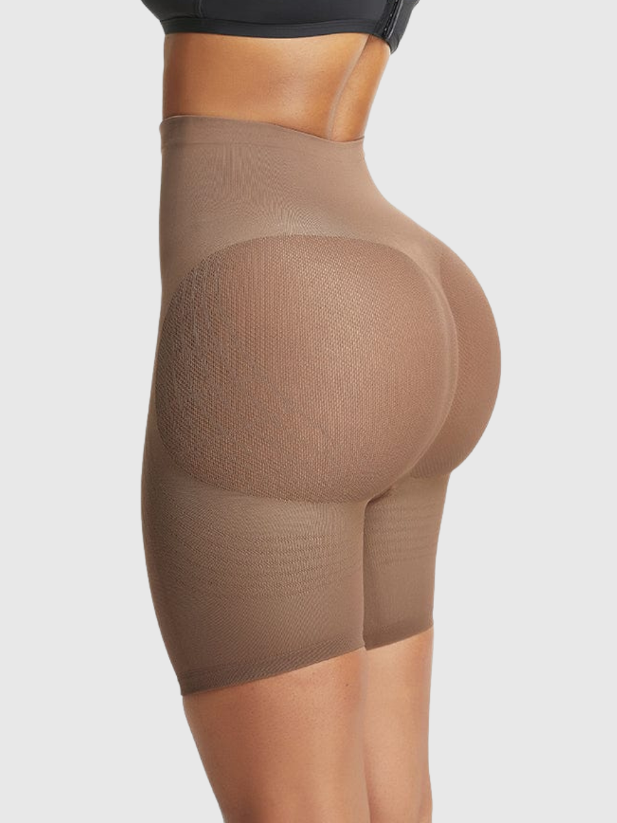 Mesh-Panel Lift Sculpting High-Waist Shapewear Shorts
