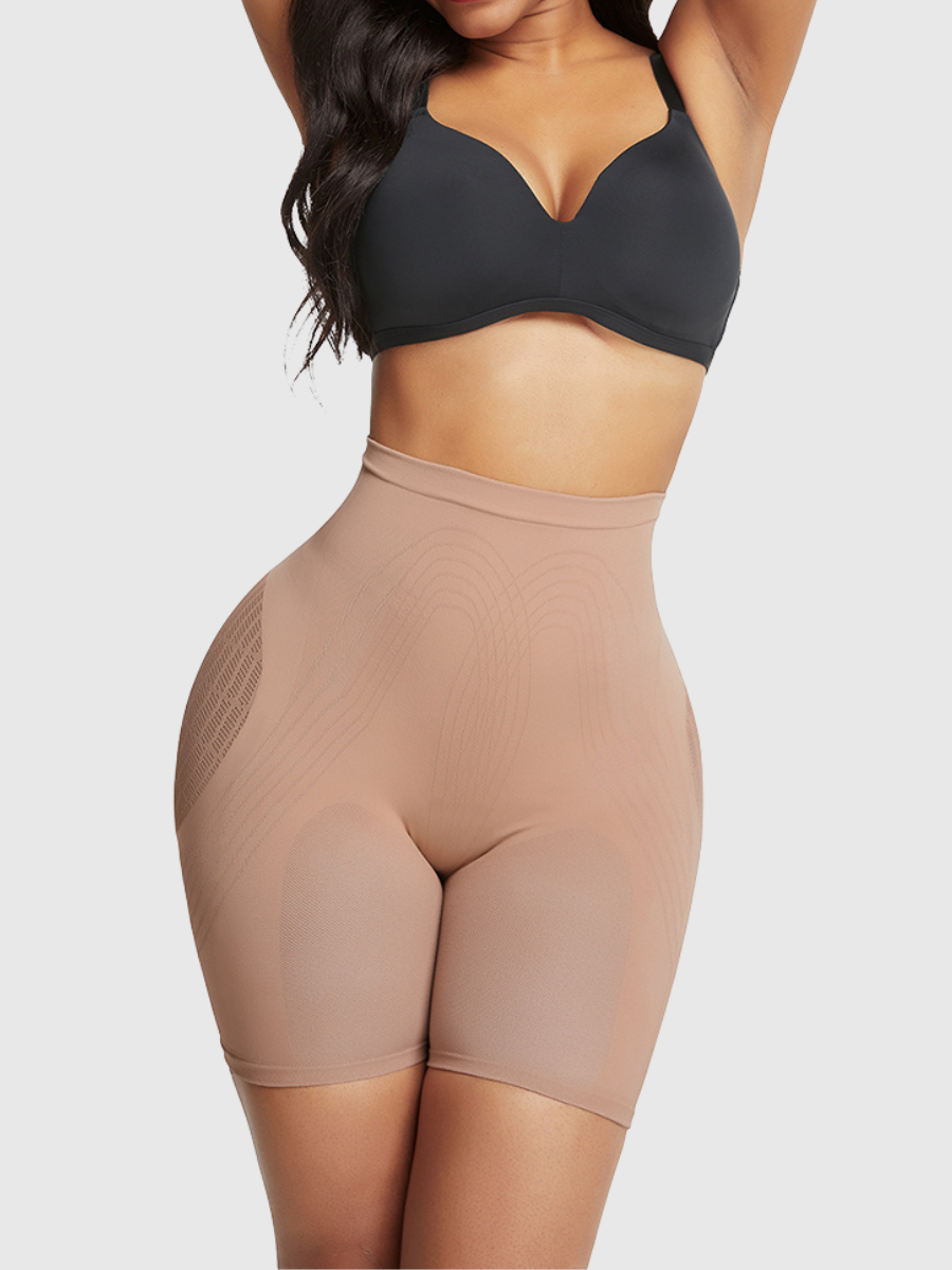 Mesh-Panel Lift Sculpting High-Waist Shapewear Shorts