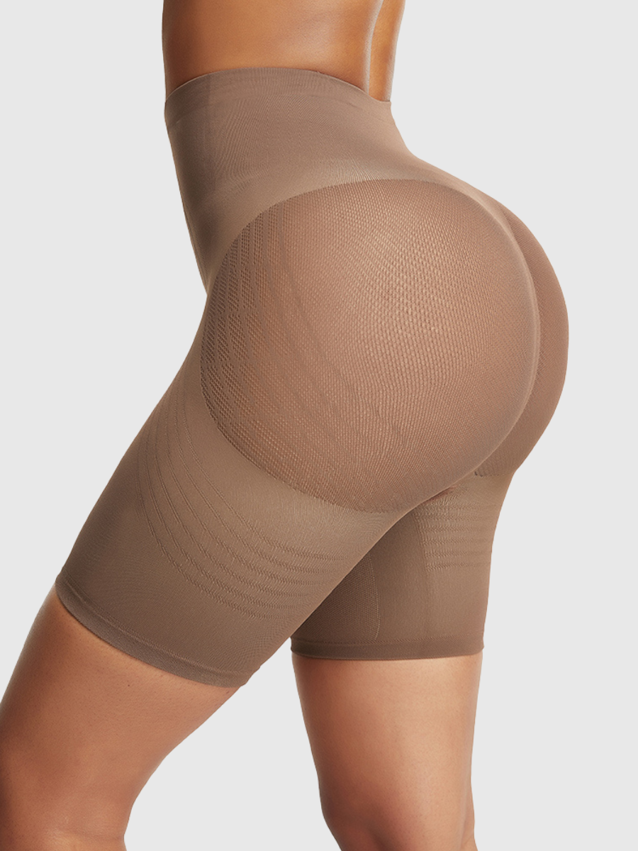 Mesh-Panel Lift Sculpting High-Waist Shapewear Shorts