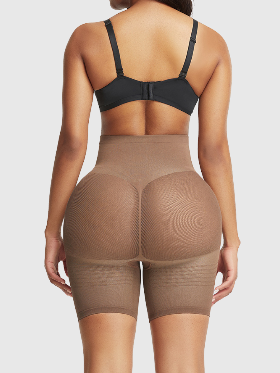 Mesh-Panel Lift Sculpting High-Waist Shapewear Shorts