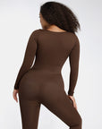 Deep-V Long-Sleeve Seamless Sculpting Jumpsuit
