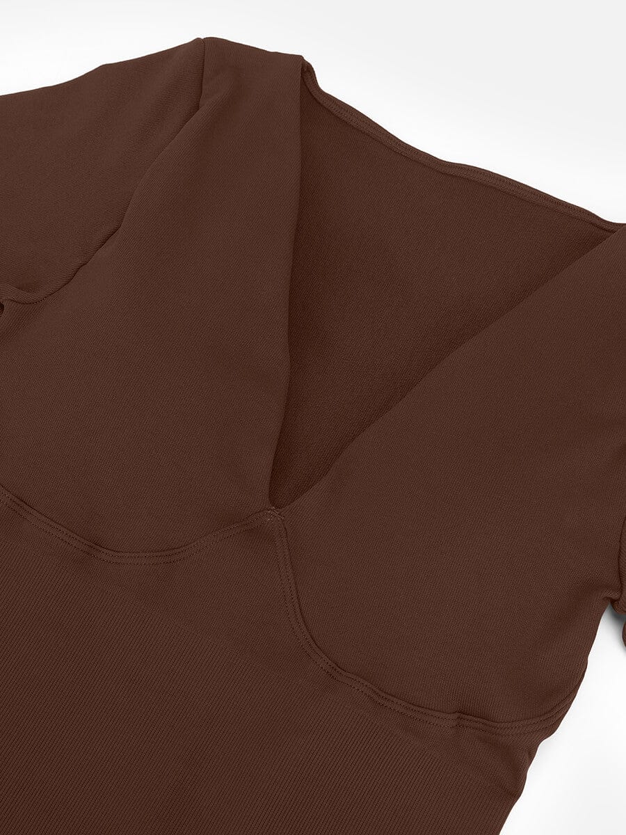 Deep-V Long-Sleeve Seamless Sculpting Jumpsuit