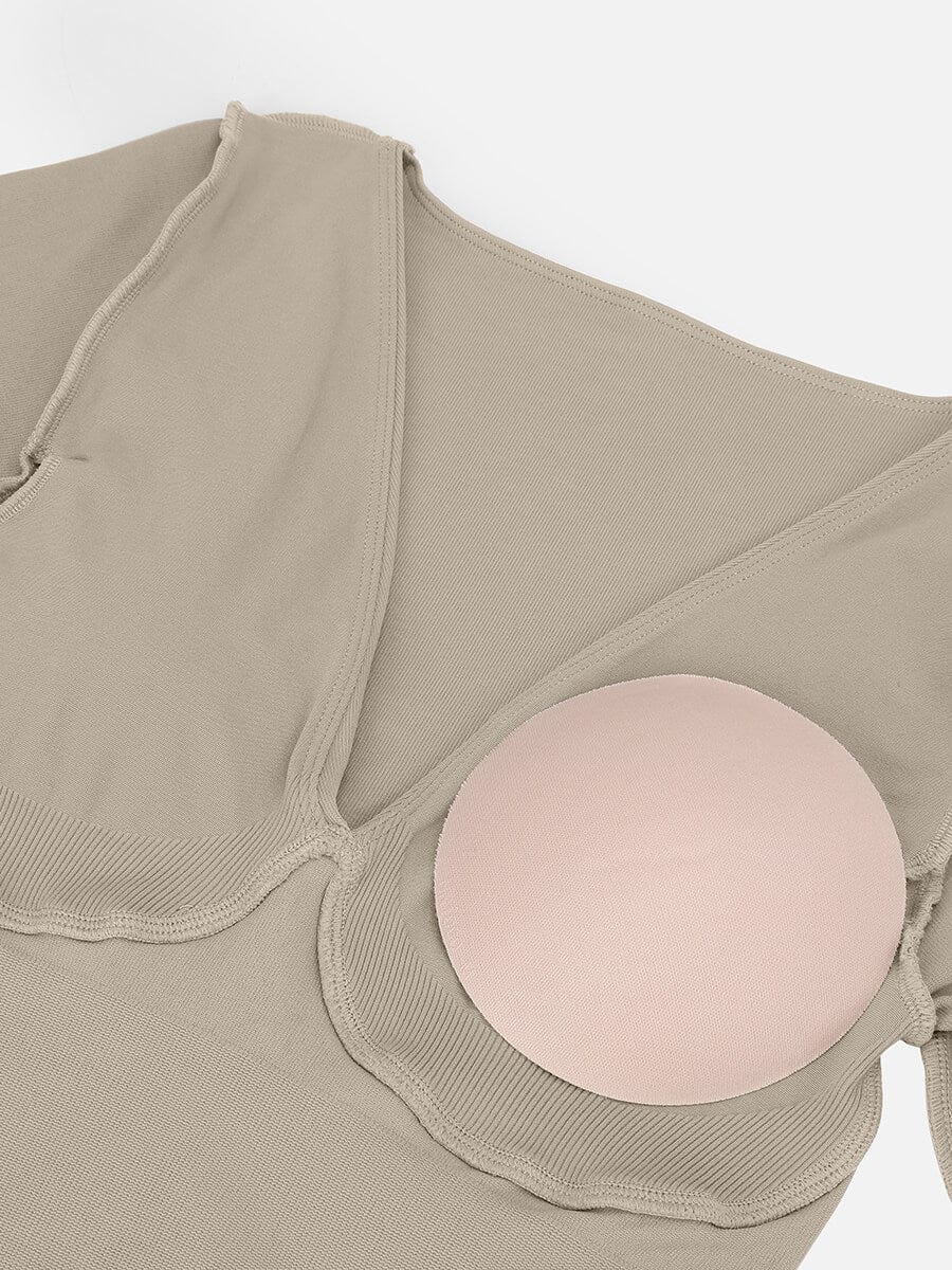 Deep-V Long-Sleeve Seamless Sculpting Jumpsuit