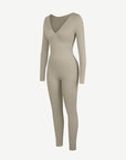 Deep-V Long-Sleeve Seamless Sculpting Jumpsuit