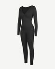 Deep-V Long-Sleeve Seamless Sculpting Jumpsuit