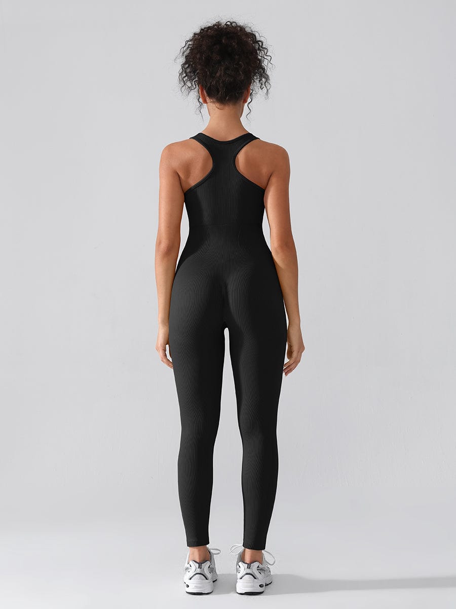 Seamless Sculpting Zip-Front Full-Length Jumpsuit