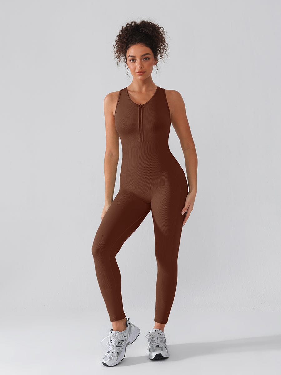 Seamless Sculpting Zip-Front Full-Length Jumpsuit