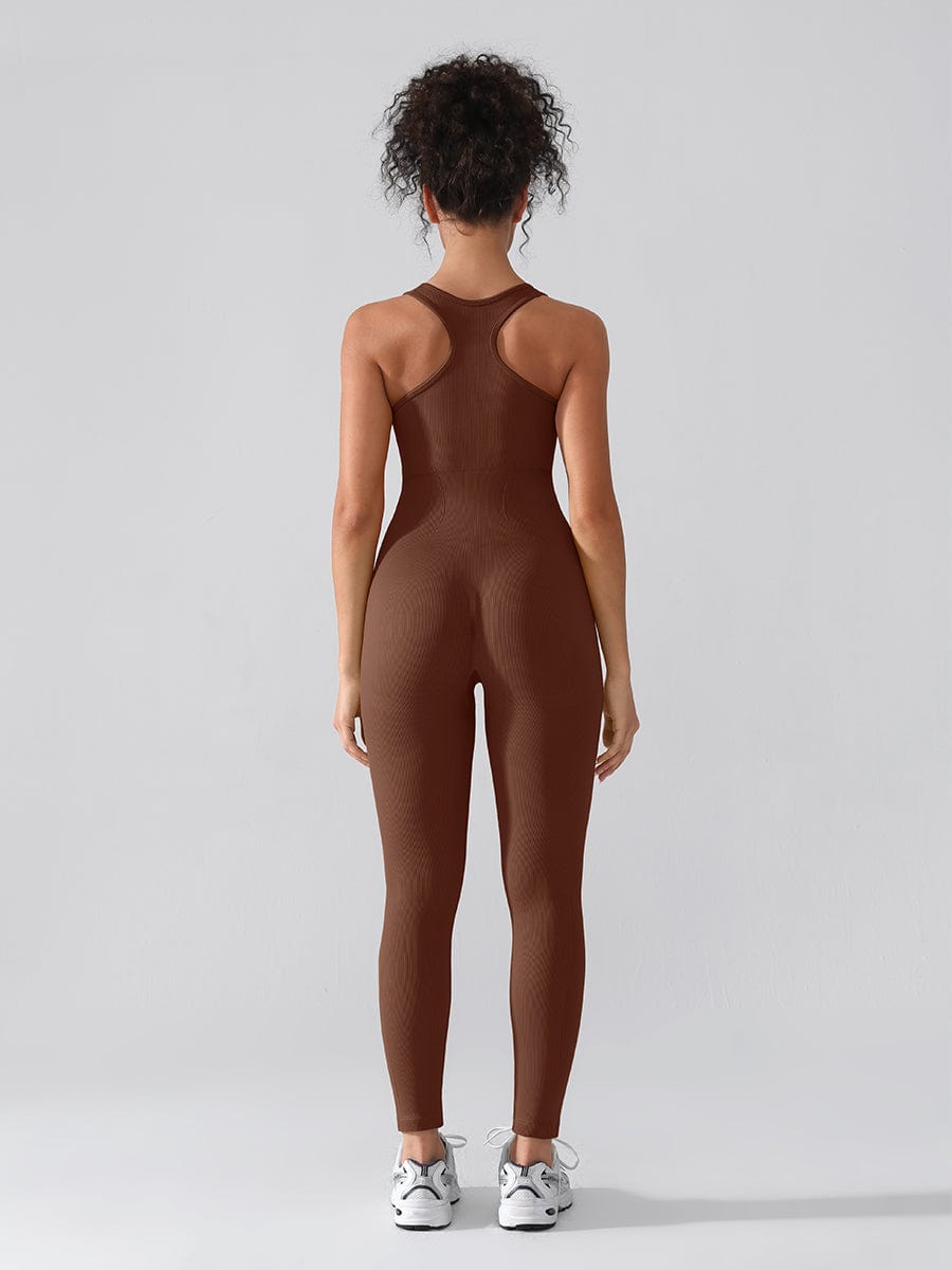 Seamless Sculpting Zip-Front Full-Length Jumpsuit