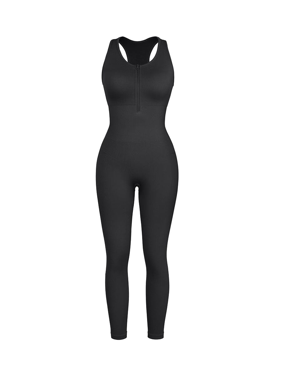 Seamless Sculpting Zip-Front Full-Length Jumpsuit