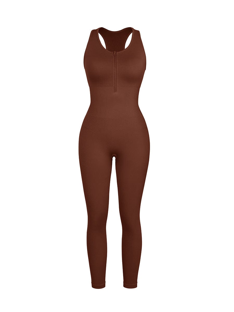 Seamless Sculpting Zip-Front Full-Length Jumpsuit