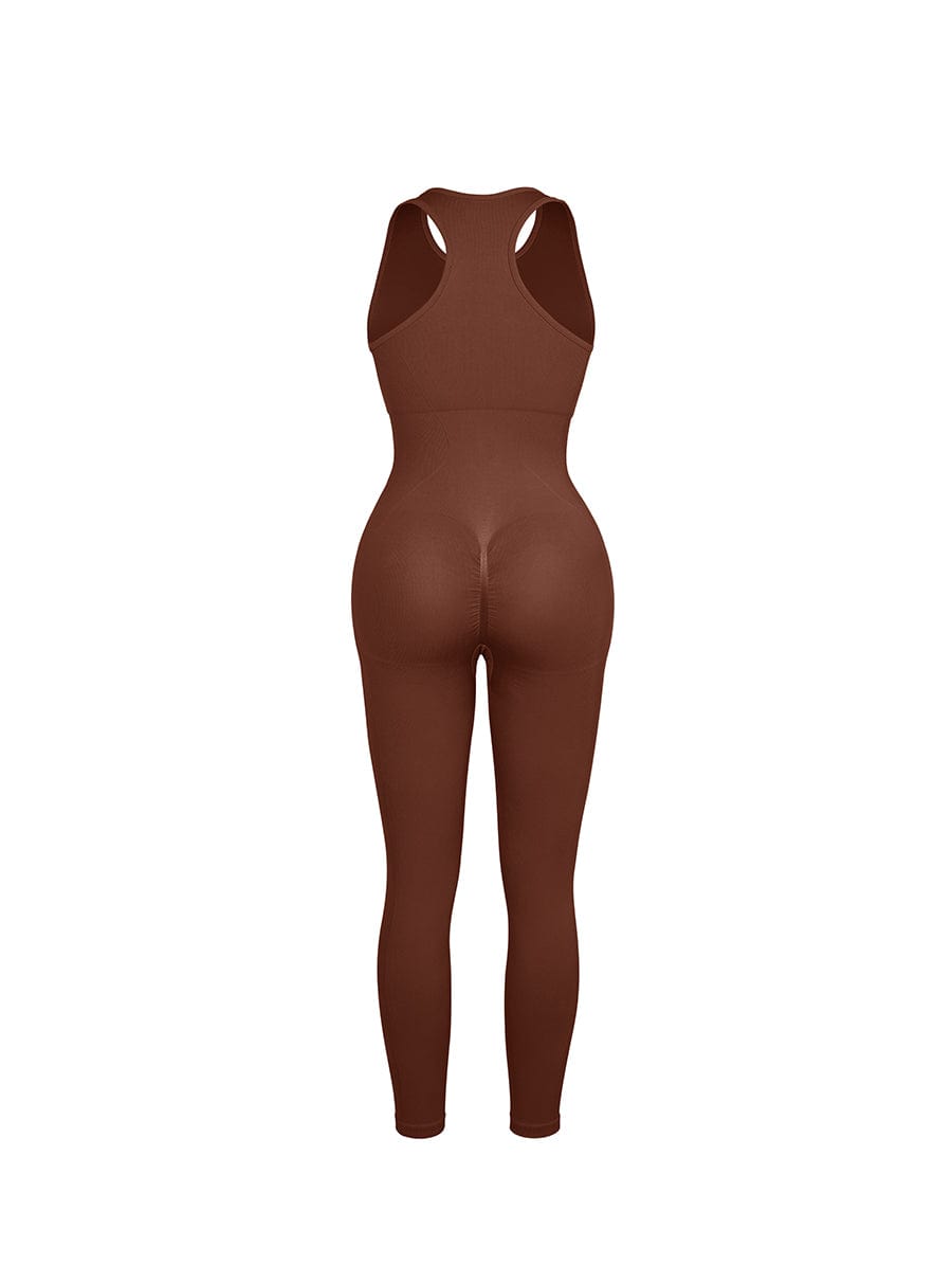 Seamless Sculpting Zip-Front Full-Length Jumpsuit