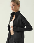 Contour-Seam Zip-Up Sculpting Jacket