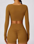 Twist-Front Seamless Sculpting Long-Sleeve Crop Top