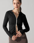 Ruched Zip-Front Sculpt Long Sleeve Top