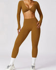 Twist-Front Seamless Sculpting Long-Sleeve Crop Top