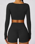 Twist-Front Seamless Sculpting Long-Sleeve Crop Top