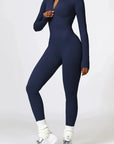 Ribbed Zip-Up Sculpting Jumpsuit