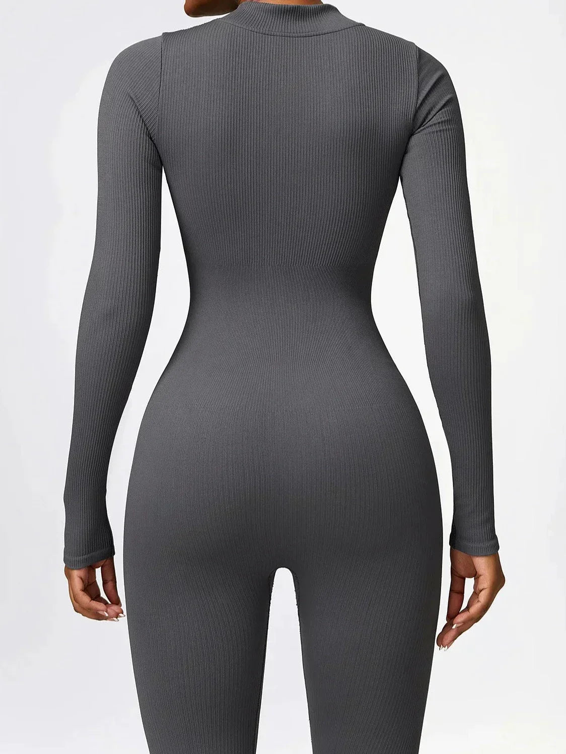 Ribbed Zip-Up Sculpting Jumpsuit