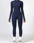 Ribbed Zip-Up Sculpting Jumpsuit