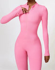 Ribbed Zip-Up Sculpting Jumpsuit