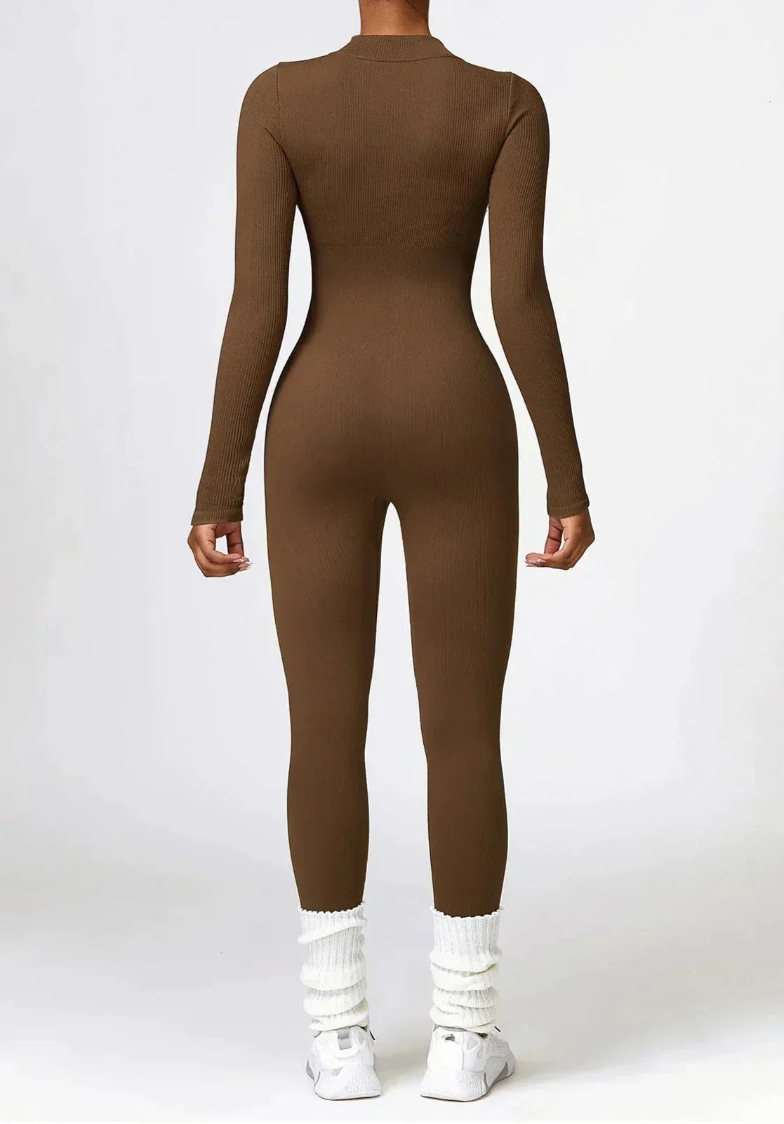 Ribbed Zip-Up Sculpting Jumpsuit
