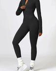 Ribbed Zip-Up Sculpting Jumpsuit