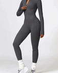 Ribbed Zip-Up Sculpting Jumpsuit