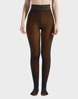 Women’s Semi-Transparent Fleece-Lined Tights – High-Waisted Sheer Warm Pantyhose