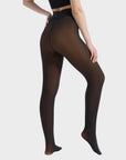 Women’s Semi-Transparent Fleece-Lined Tights – High-Waisted Sheer Warm Pantyhose
