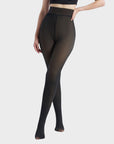 Women’s Semi-Transparent Fleece-Lined Tights – High-Waisted Sheer Warm Pantyhose