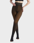 Women’s Semi-Transparent Fleece-Lined Tights – High-Waisted Sheer Warm Pantyhose