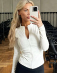 Seamless Zip-Up Sculpting Long-Sleeve Top