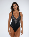 Zoe - Luxe Lace Bodysuit – Deep V & Sculpting Elegance