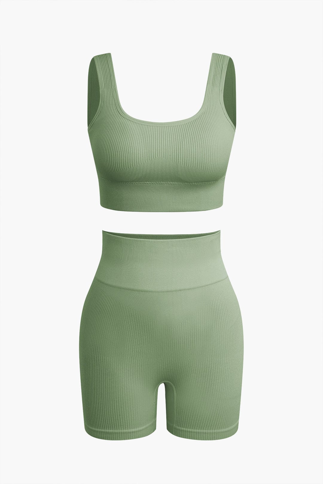 Seamless Sculpting Crop Top and High-Waist Shorts Set