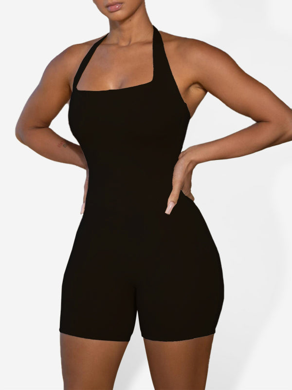 Halter-Neck Seamless Sculpting Short Jumpsuit