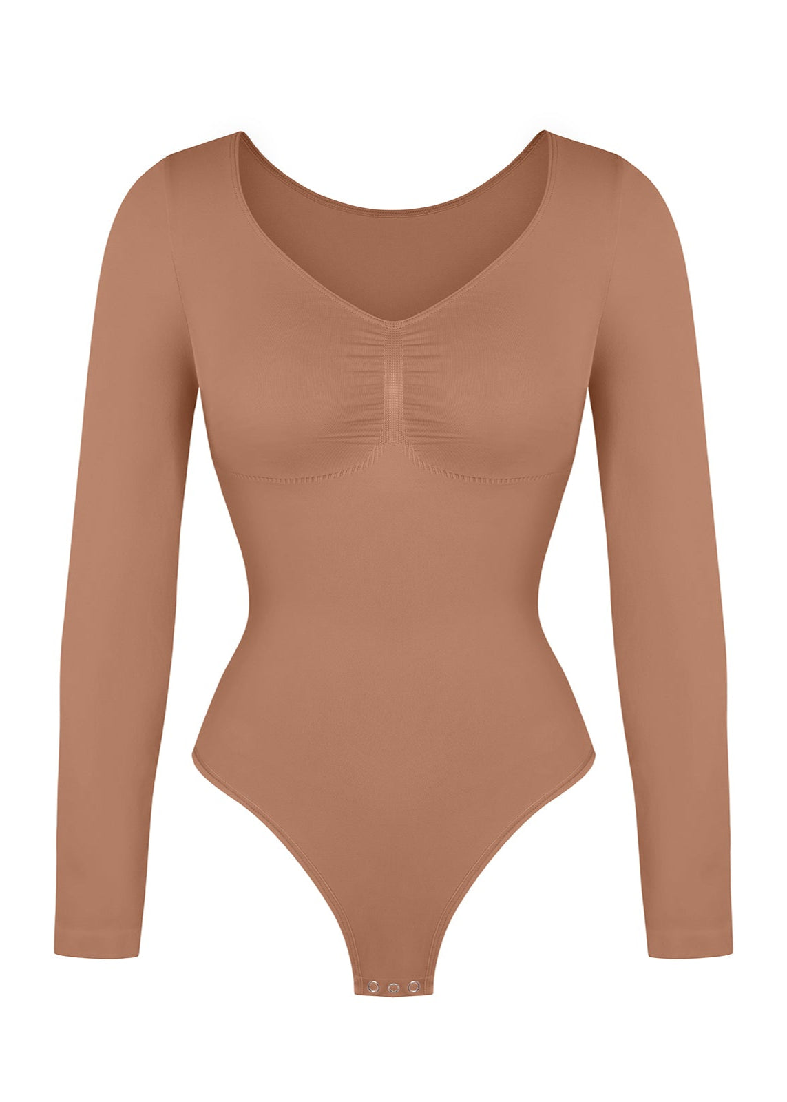 Luna - Long Sleeve Thong Bodysuit – Seamless Shapewear with Bust Support